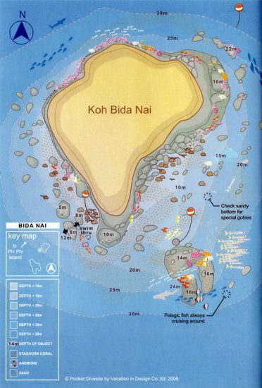 Phi Phi Islands Diving - Ko Bida Noi dive map