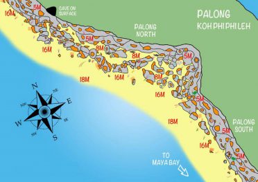 Phi Phi Islands Diving Palong dive map