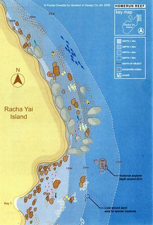 Racha Islands Diving - Home run reef dive map