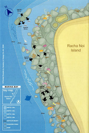 Racha Islands Diving - Racha Noi Marina rock dive map