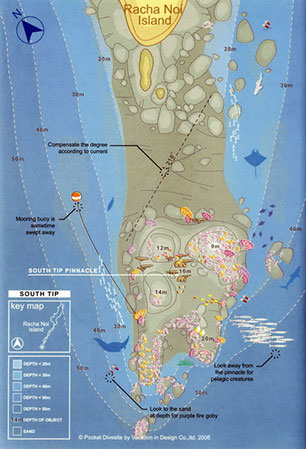 Racha Islands Diving - Racha Noi South tip dive map