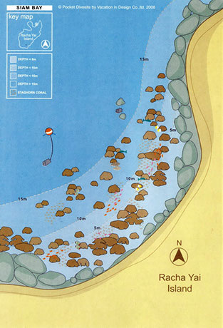 Racha Islands Diving - Racha Yai Siam Bay dive map