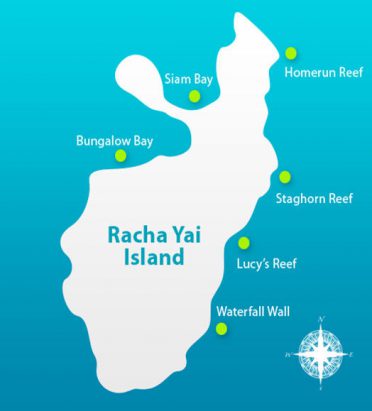 Racha Islands Diving - Racha Yai dive spots map