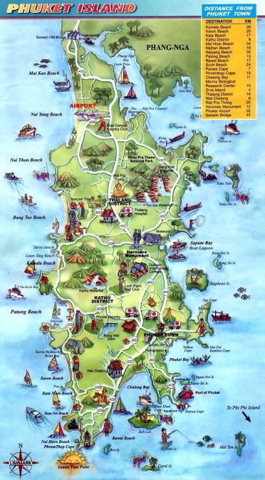 All4Diving - Phuket Island map large
