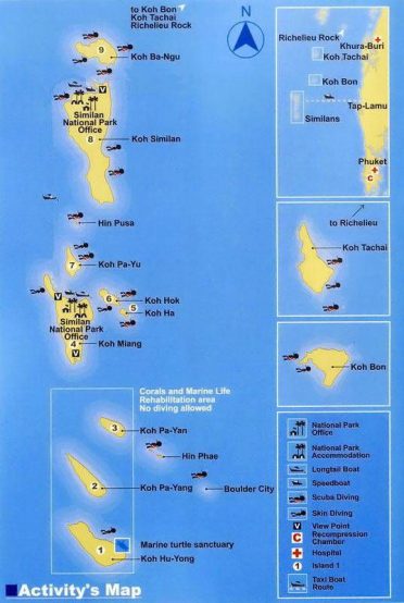 Best Scuba Diving in Thailand with All4Diving - Similan Islands dive sites map