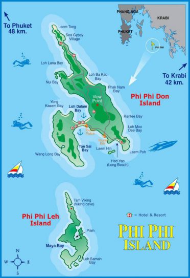Phi Phi Islands Thailand - Map large