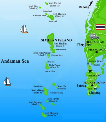Scuba Diving Phuket - Similan Islands map